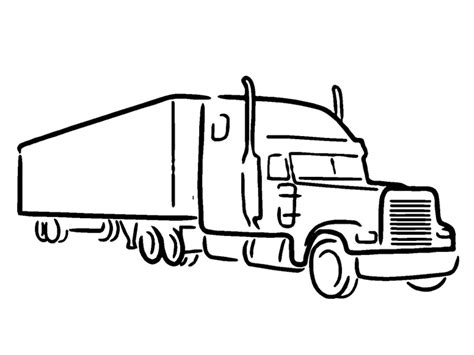 Semi Truck Outline Side View Tractor