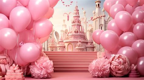 Premium Photo | Barbie princess castle pink celebration background