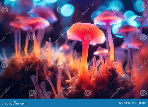 Fungus Mycelium Network Texture in Neon Colors Stock Illustration ...