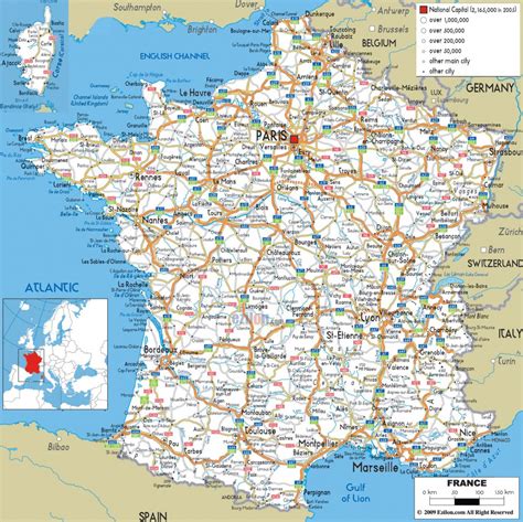 Large Detailed Road Map Of France