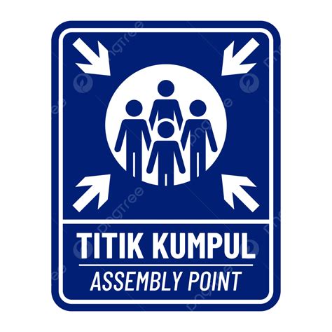 Assembly Point Sign In Blue And White Colors Vector, Assembly Point ...