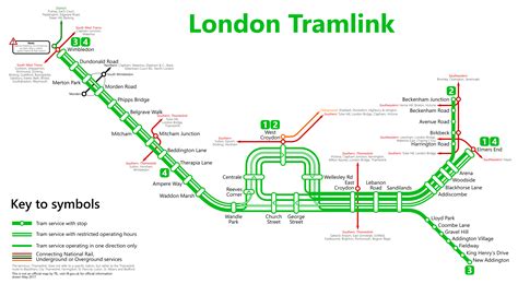 London Tram Lines Map. Updated 2025.