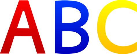 the letters abc are multicolored and have different font styles to ...