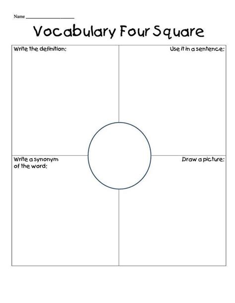 Vocab square | Vocabulary graphic organizer, Four square writing ...