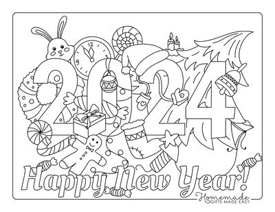 Free Printable New Year Coloring Pages for 2024