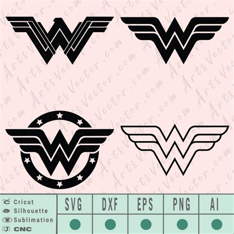 Wonder woman logo SVG EPS DXF PNG AI Vector instant download