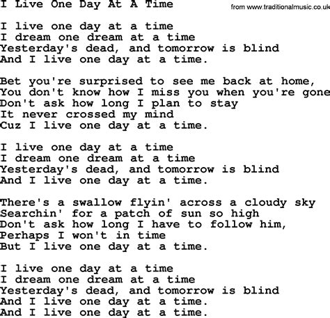 Joan Baez song - I Live One Day At A Time, lyrics