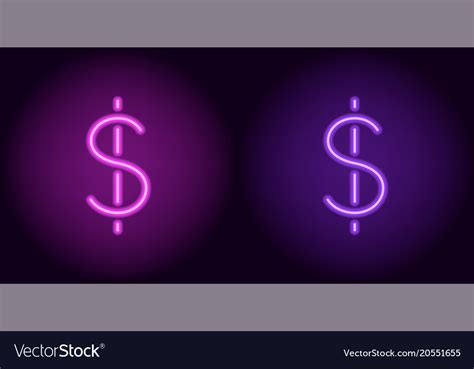 Purple and violet neon dollar sign Royalty Free Vector Image