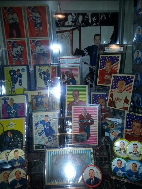 Early to mid 60s hockey card display. Includes Parkhurst cards' sheriff ...