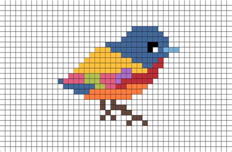 Bird - Painted Bunting Pixel Art | Cross stitch animals, Cross stitch ...