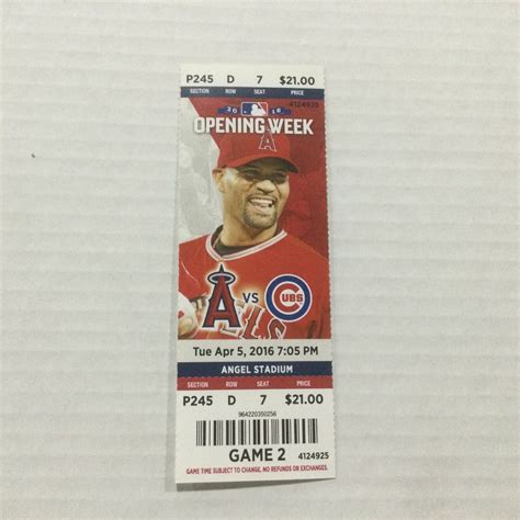 ANGELS 2016 TICKET STUB 4/5/16 VS CUBS~Ji-Man Choi MLB DEBUT | eBay