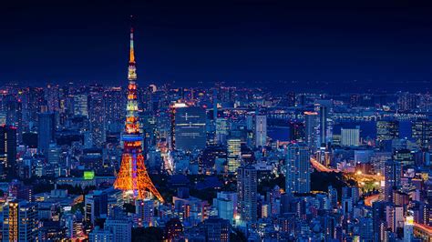 4K Ultra HD Tokyo Tower Night Cityscape Wallpaper