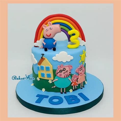 Peppa Pig Cake | Peppa Pig Theme Cake | Customize Fondant Cake, Food ...