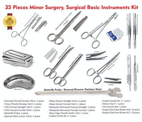 Set of 35 Pieces Minor Surgery Basic Surgical Instruments Kit ...