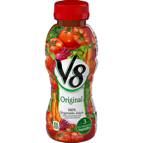 V8 Juice, Original 100% Vegetable Juice, Plant-Based Drink, 12 Ounce ...