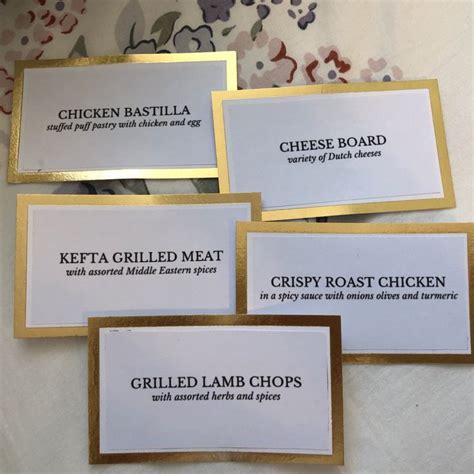 Template For Buffet Food Labels