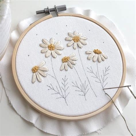 Daisies Embroidery Beginner Pattern PDF, Botanical Embroidery PDF ...