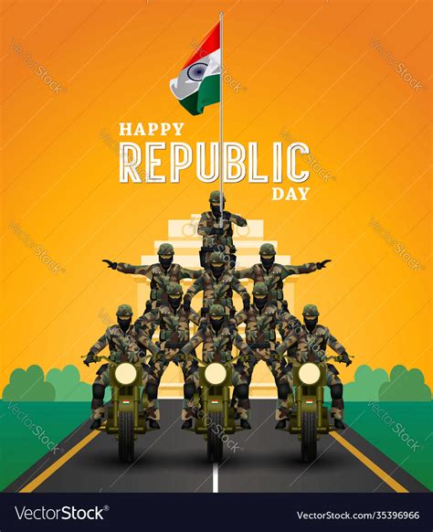 Indian army with flag for happy republic day Vector Image