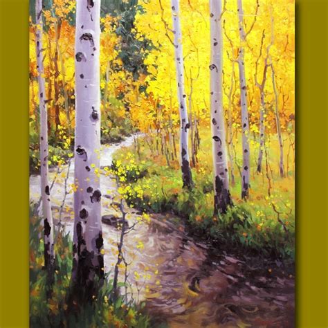 Large Original Oil Painting_ Birch Tree Aspen Landscape | Etsy