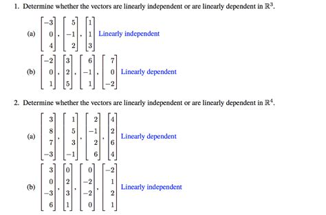 Solved 1. Determine whether the vectors are linearly | Chegg.com