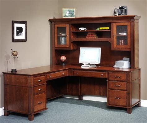 Arlington Executive L Desk with Optional Hutch Top from DutchCrafters