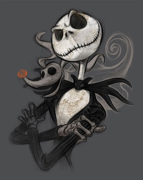 Jack Skellington And Zero Drawing