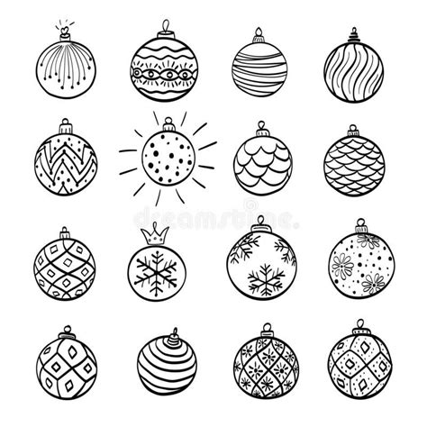 hand drawn christmas ornament ornaments set royalty images and ...