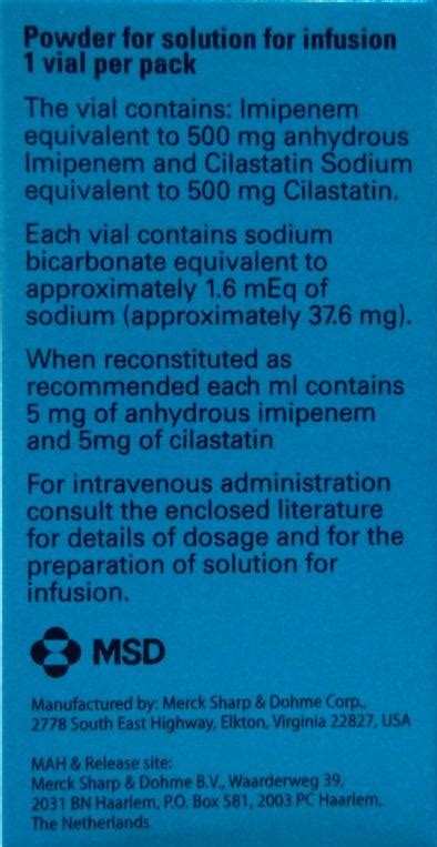 Medica RCP |Tienam IV | Indications | Side Effects | Composition ...