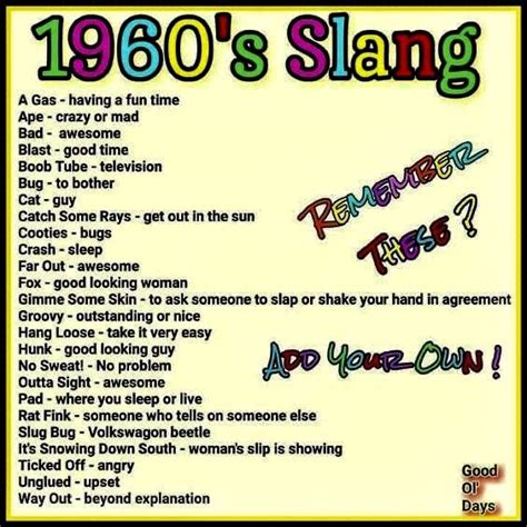 Pin by Kathy Cooper on The ‘60s | My childhood memories, Slang words ...