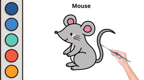 How to draw a mouse for kids | Easy mouse drawing & coloring for kids ...