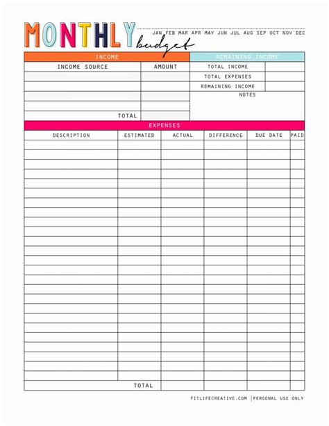 Printable Monthly Bill Organizer Template Excel - Printable Templates Free