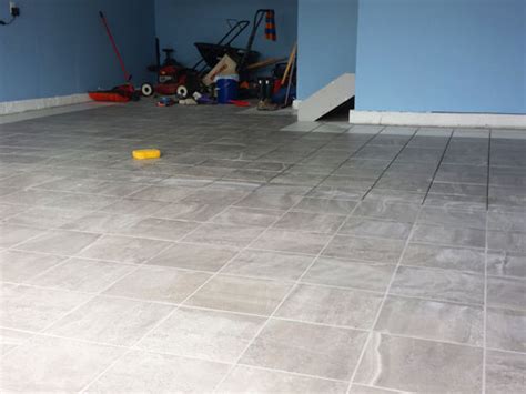 Our New White and Gray Porcelain Tile Garage Floor Installation