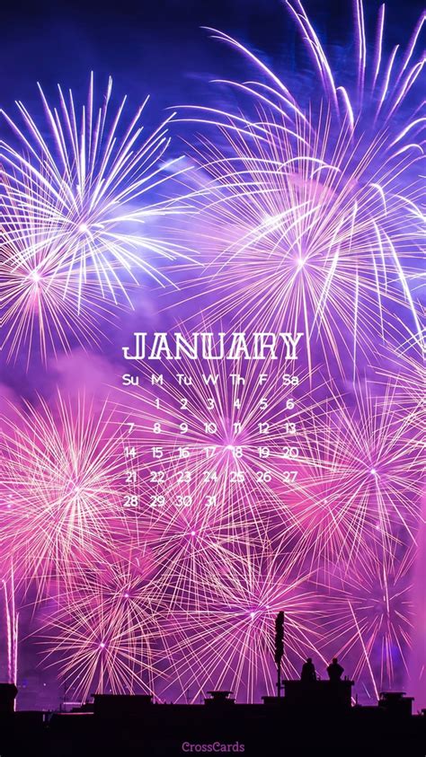 January 2018 - Fireworks - Phone Wallpaper and Mobile Background