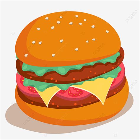 Cartoon Delicious Beef Burger Vector Element, Hamburger, Fast Food ...