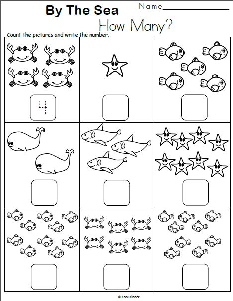 Counting Worksheets for Preschoolers/ Kindergartners Digital Drawing ...