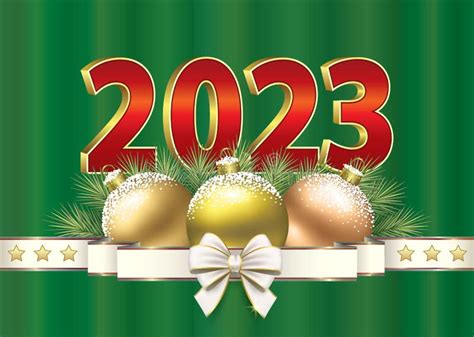 Feliz Año Nuevo 2023. Tarjeta Navideña Con Decoración Navideña Y ...