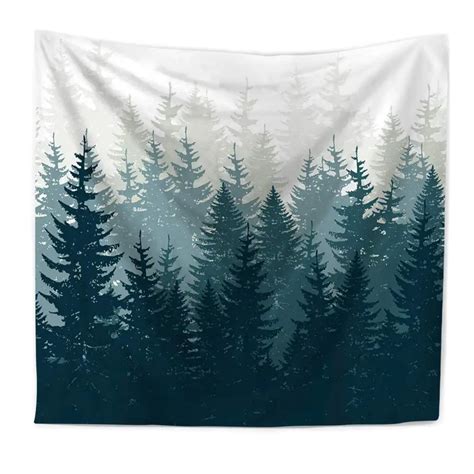 Forest Tapestry Nature Pine Tree Tapestry Modern Art Home Decor Wall ...