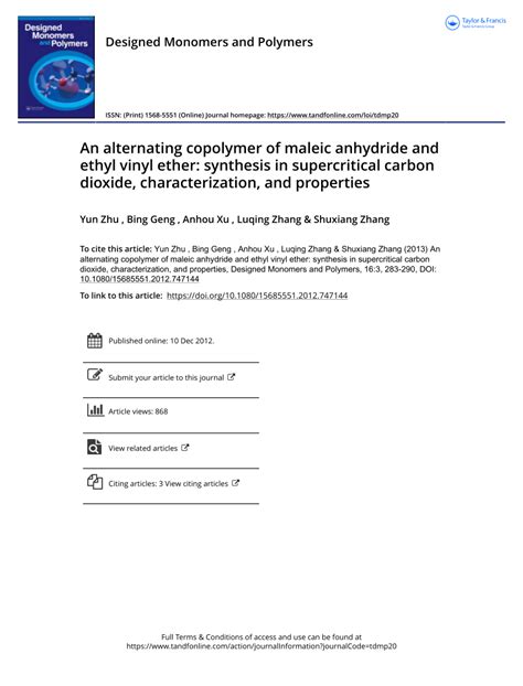 (PDF) An alternating copolymer of maleic anhydride and ethyl vinyl ...