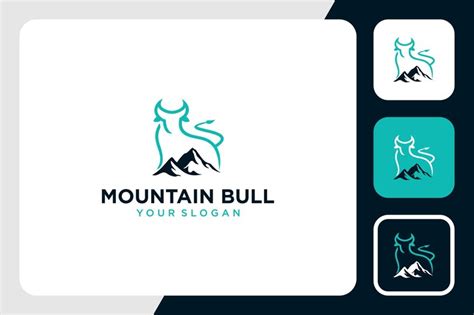 Premium Vector | Bull logo design with mountain inspiration