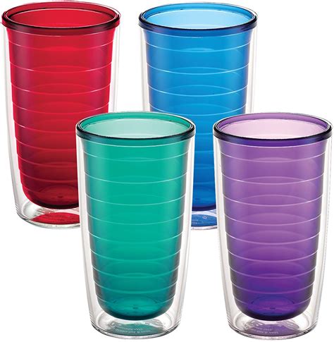 Tervis 1037267 Clear Colorful Insulated Tumbler 4 Pack - Boxed 16oz ...