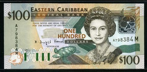 Eastern Caribbean 100 Dollars banknote, Queen Elizabeth.|World ...