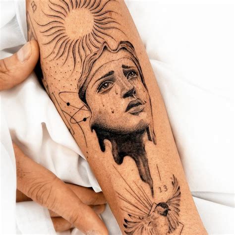 Our Lady of Sorrows tattoo located on the forearm,