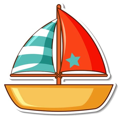 Free Vector | Sticker sailboat toy on white background