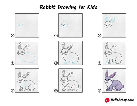 Rabbit Drawing for Kids - HelloArtsy