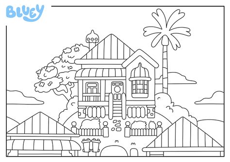 Bluey House Colouring Pages