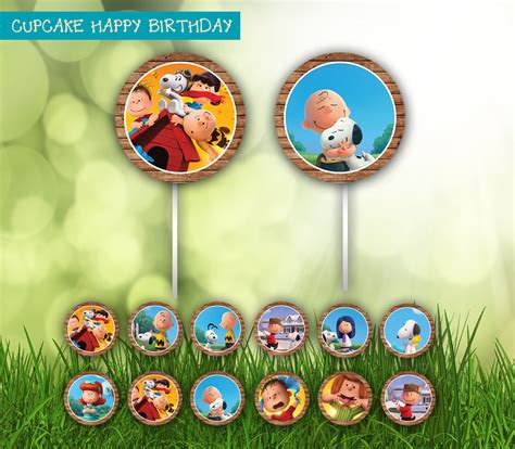 Peanuts Theme Birthday Printable Cupcake Topper, Peanuts Theme Birthday ...