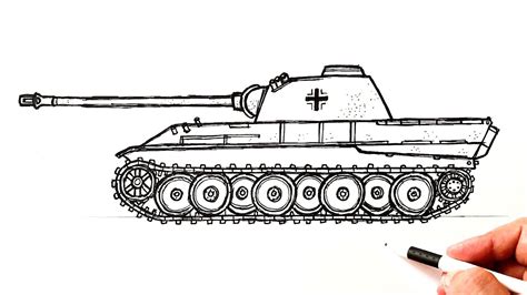 How to draw a WW2 tank Panther - YouTube