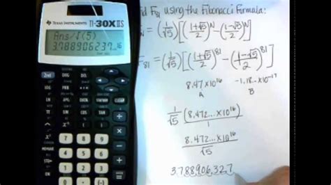 Fibonacci formula on TI-30X II S calculator - YouTube