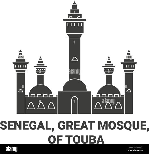 Senegal, Great Mosque, Of Touba travel landmark vector illustration ...