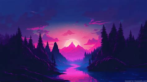 Sunset Forest River Live Wallpaper - MoeWalls